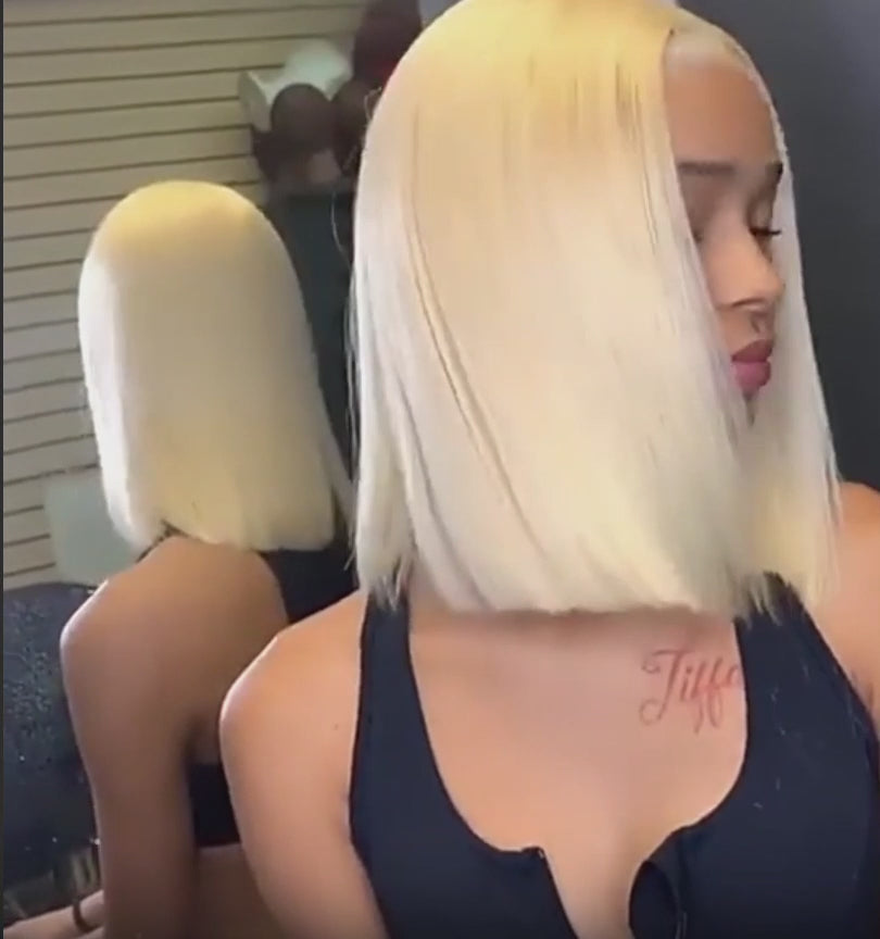 #613 Blonde Bob Lace Front Wig – Brazilian Straight Human Hair | 13x4 & 13x6 | 200% & 220% Density | 6–16 Inches