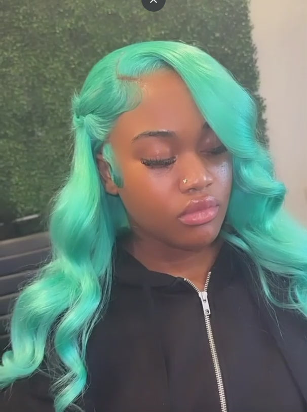 13x6 Cyan Blue Lace Front Wig Body Wave Light Green Lace Front Wig Human Hair Pre Plucked Blonde 613 Lace Frontal Wigs For Women